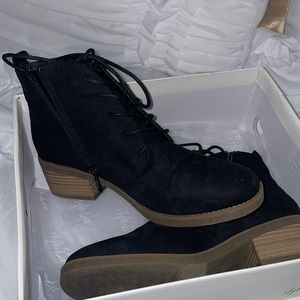 Black suede booties